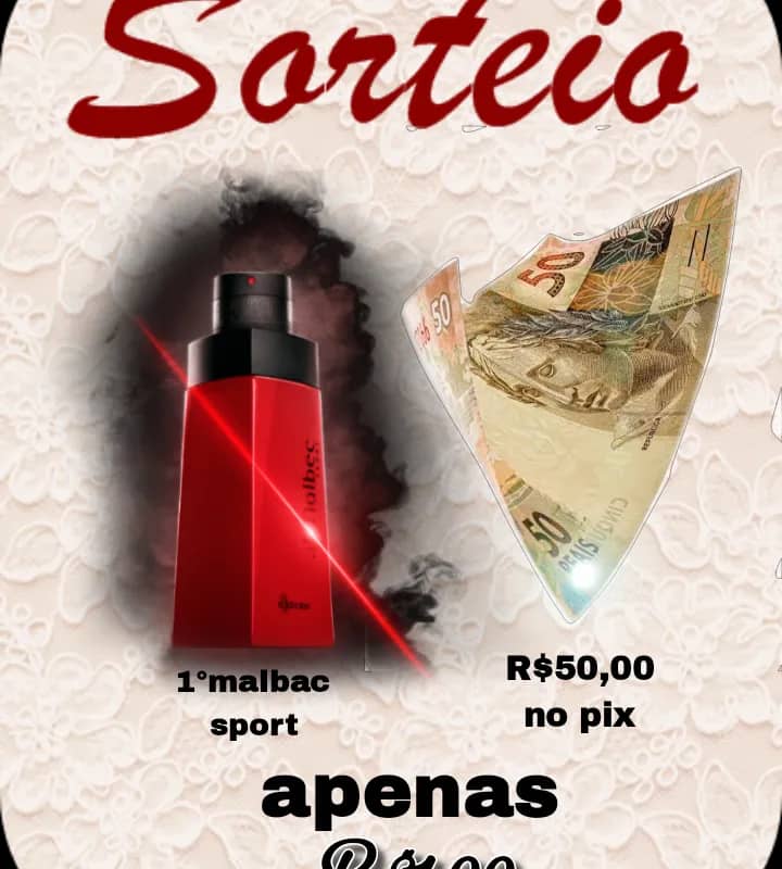 Imagem da campanha 1°lugar Malbec sport 2°lugar R$50,00 no pix