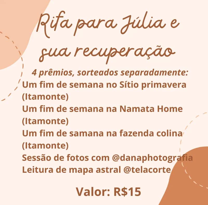 Imagem da campanha Rida para Júlia e sua recuperação