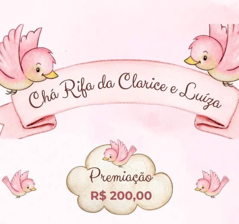 Imagem da campanha Chá Rifa das Gêmeas Clarice e Luíza