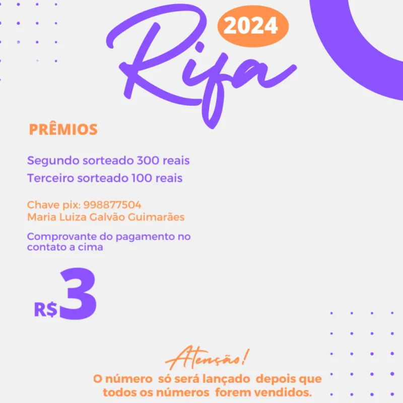 Imagem da campanha Rifa solidaria para a formatura do terceiro!