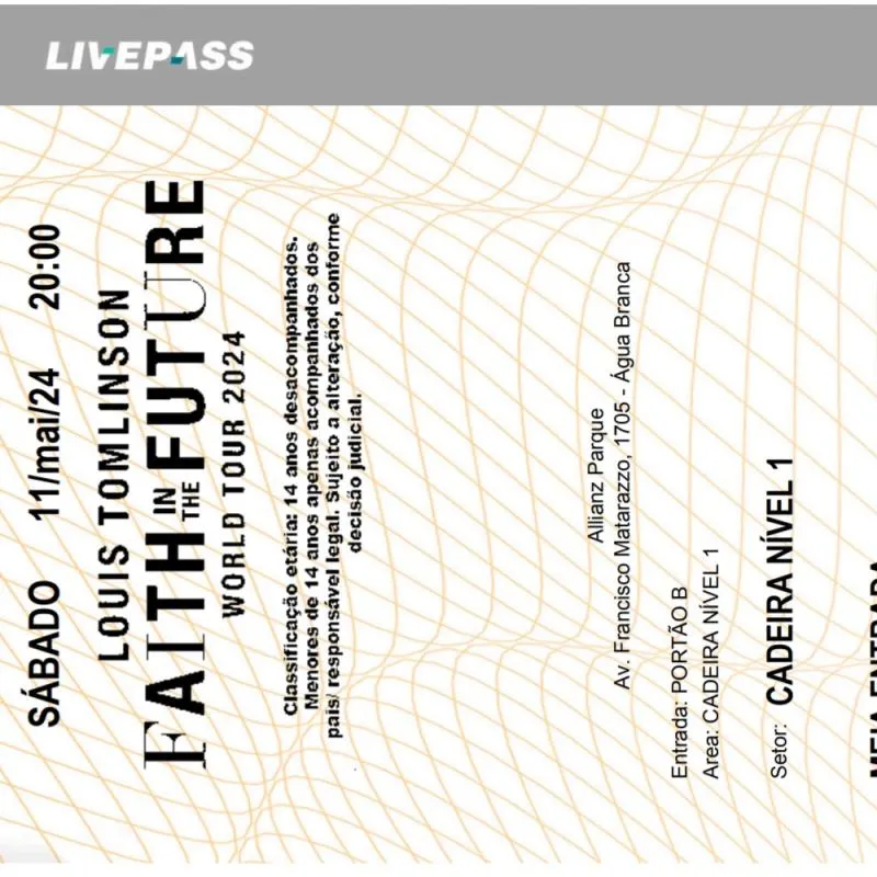 Imagem da campanha Rifa para um ingresso do show do louis tomlinson