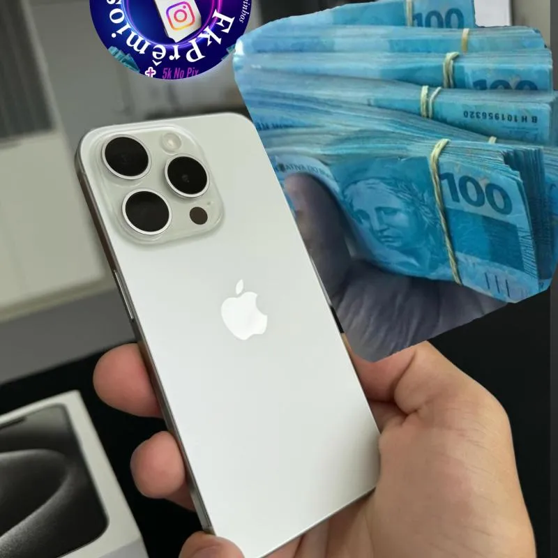 Imagem da campanha iPhone 15 Pro Max + 5k No Pix