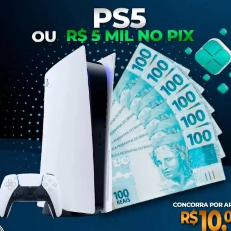 Imagem da campanha PS5 OU 5.000 PIX