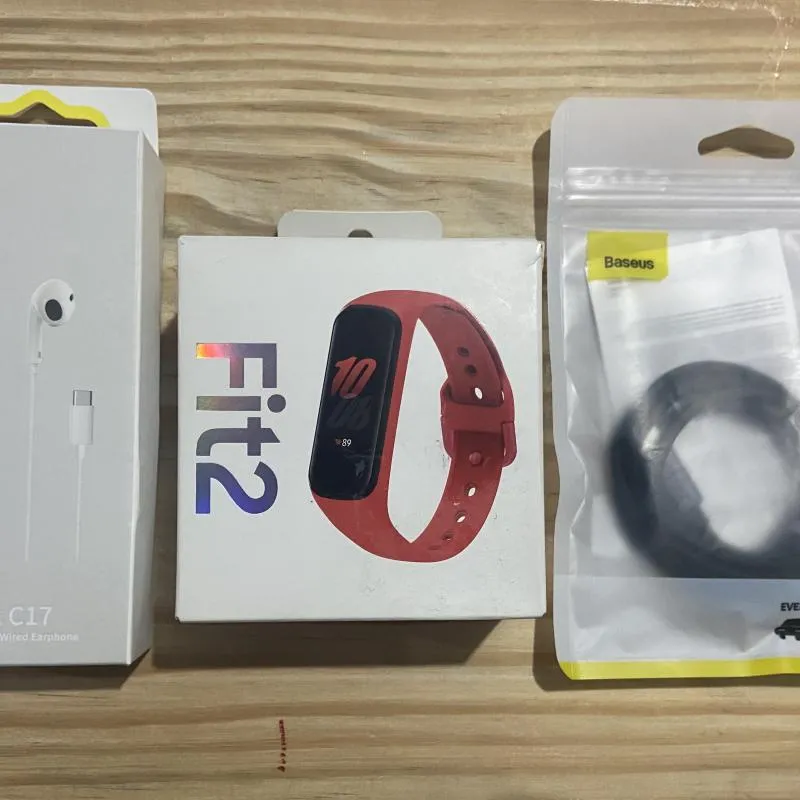 Imagem da campanha Rifa/ smartwatch Samsung + fone com Fio baseus + cabo tipo c baseus