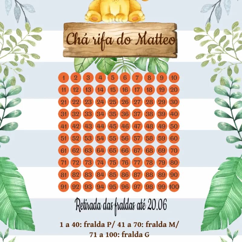 Imagem da campanha Chá rifa do Matteo