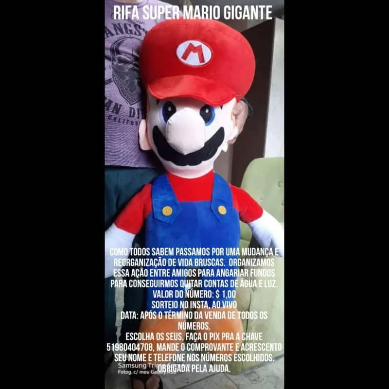 Imagem da campanha Mario gigante de pelucia