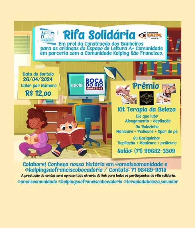 Imagem da campanha RIFA SOLIDÁRIA P/ CONSTRUÇÃO DOS BANHEIROS DO ESPAÇO DE LEITURA