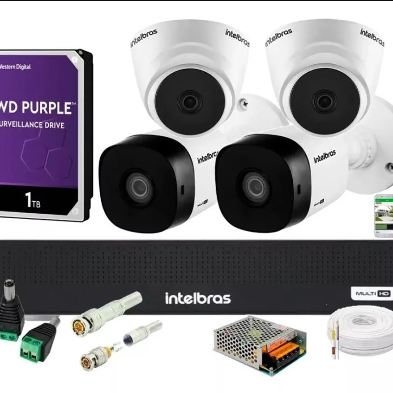 Imagem da campanha 1 KIT DVR 4 CANAIS C/1TBIT HD +4 CAMERAS +1 FONTE + 4 BALUNS