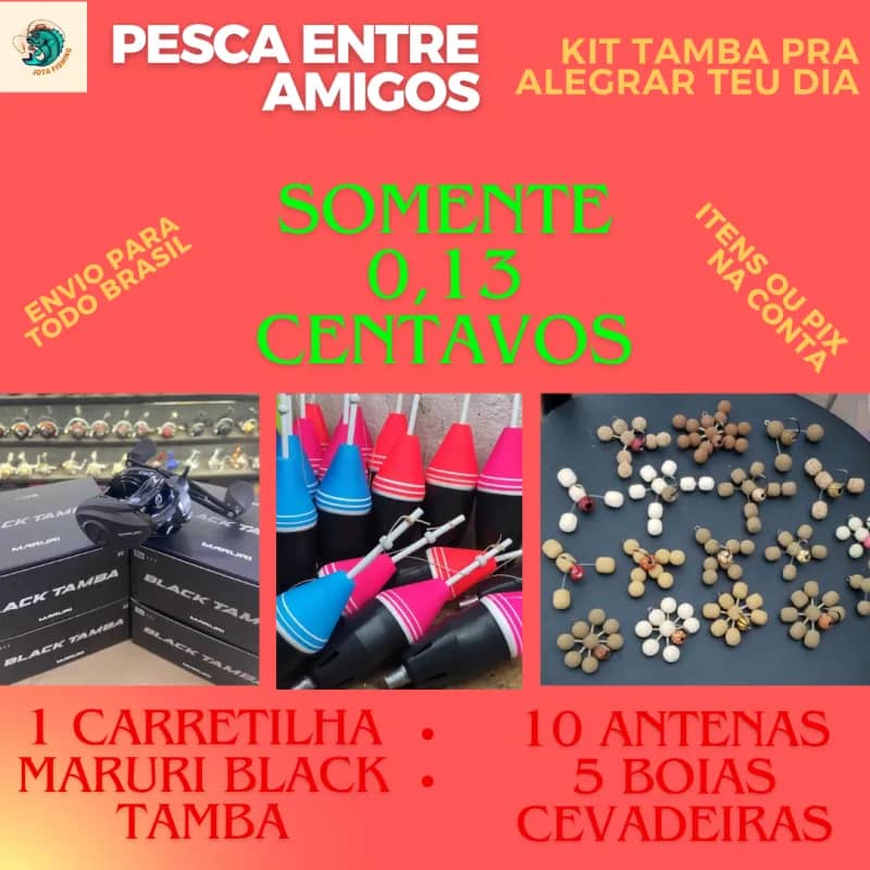 Imagem da campanha KIT PESCA - Carretilha+Vara+Linha+Bóia OU R$ 650,00 no PIX + Sorteio de Entradas no Pesqueiro, R$ 110.00.