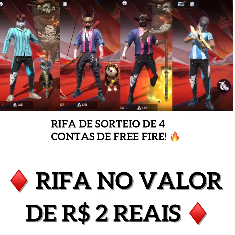 Imagem da campanha RIFA de contas gemada de free fire!