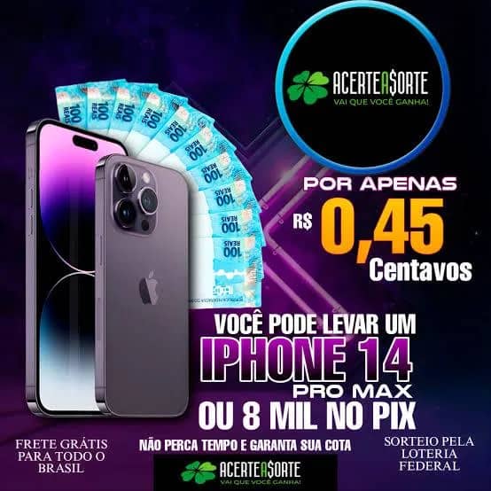 Imagem da campanha iPhone 14 pro MAX ou 8mil no Pix