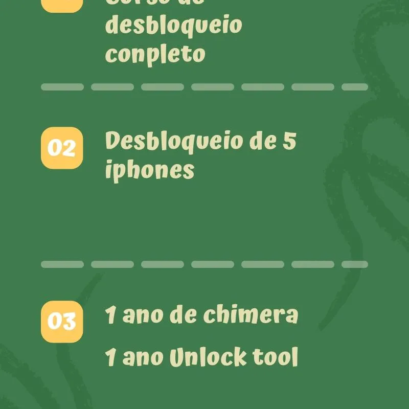 Imagem da campanha Curso de desbloqueios + 5 desbloqueios + 1 ano de chimera + 1 ano de Unlock tool