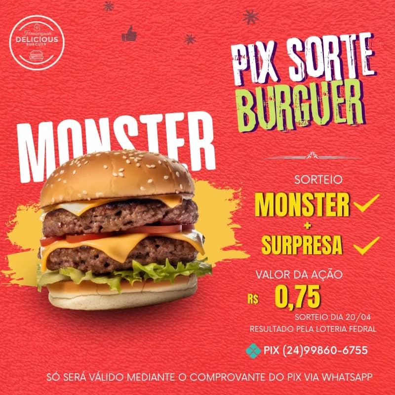 Imagem da campanha PIX SORTE BURGUER
