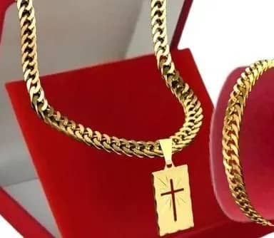 Imagem da campanha Corrente E Pingente Masculino + Pulseira Banhado A Ouro 18k