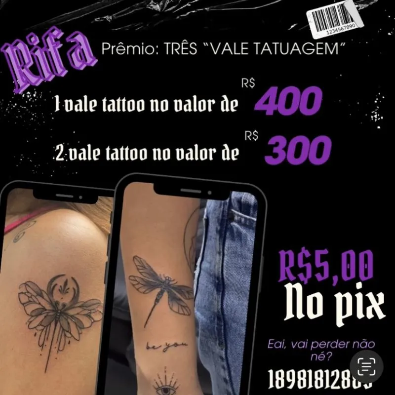 Imagem da campanha Rifa de três vale tatuagem