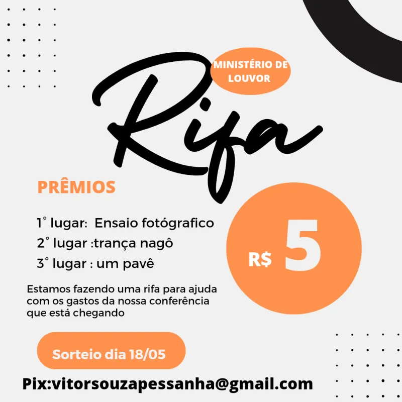 Imagem da campanha Rifa do ministério de louvor