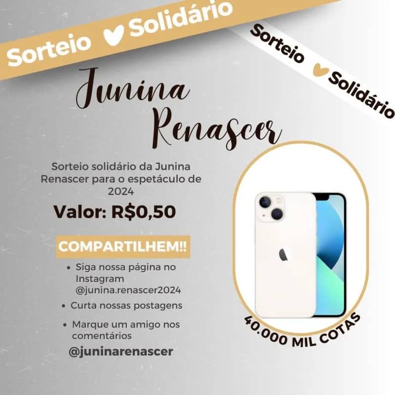 Imagem da campanha RIFA SOLIDÁRIA IPHONE 13