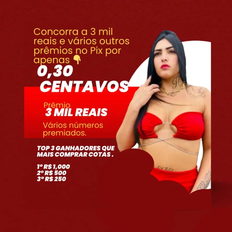 Imagem da campanha POR APENAS 0,30 CENTAVOS CONCORRA A VARIAS PREMIAÇÕES