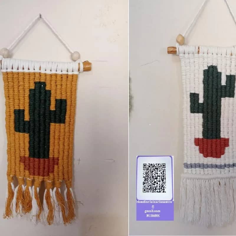 Imagem da campanha 2 PAINÉIS CACTO  EM MACRAMÊ