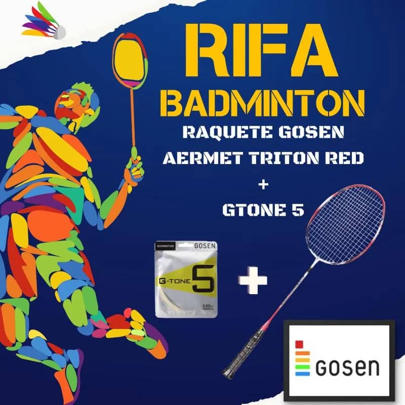Imagem da campanha Ação #01 - Raquete Gosen Aermet Triton Vermelha + Corda G-Tone 5!