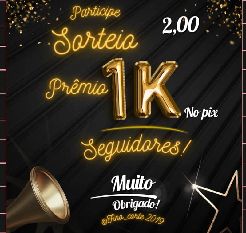 Imagem da campanha Sorteio de 1 Mil reais no pix