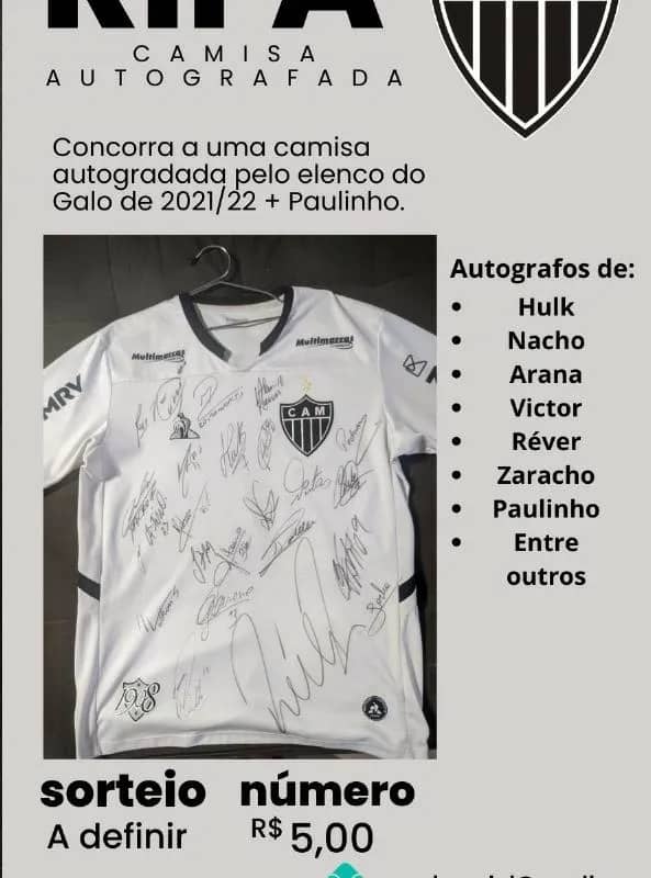 Imagem da campanha RIFA CAMISA DO GALO 2020 AUTOGRAFADA