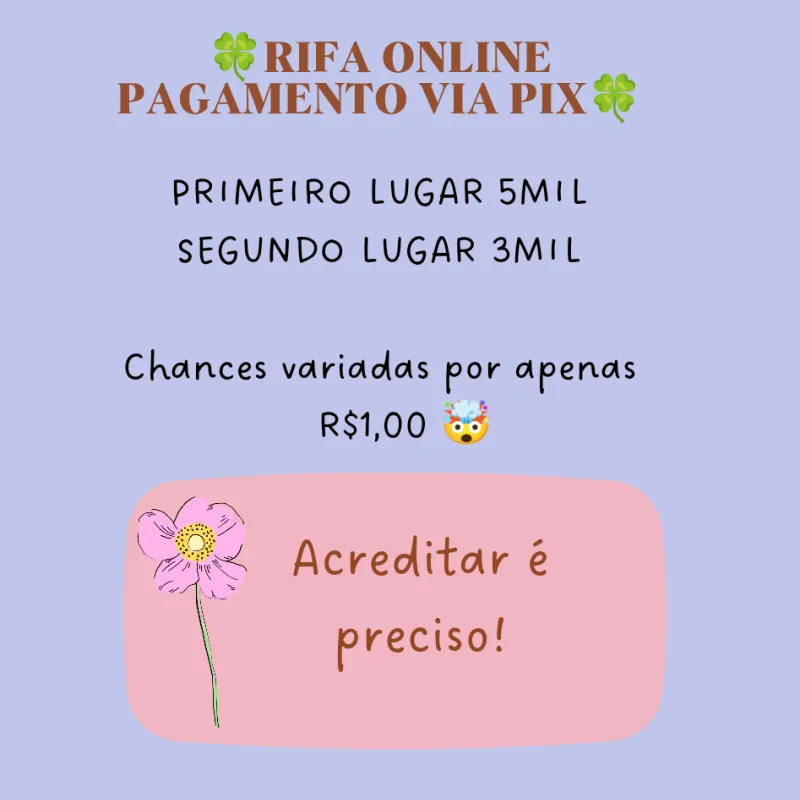 Imagem da campanha 🍀RIFA ONLINE, PAGAMENTO VIA PIX🍀