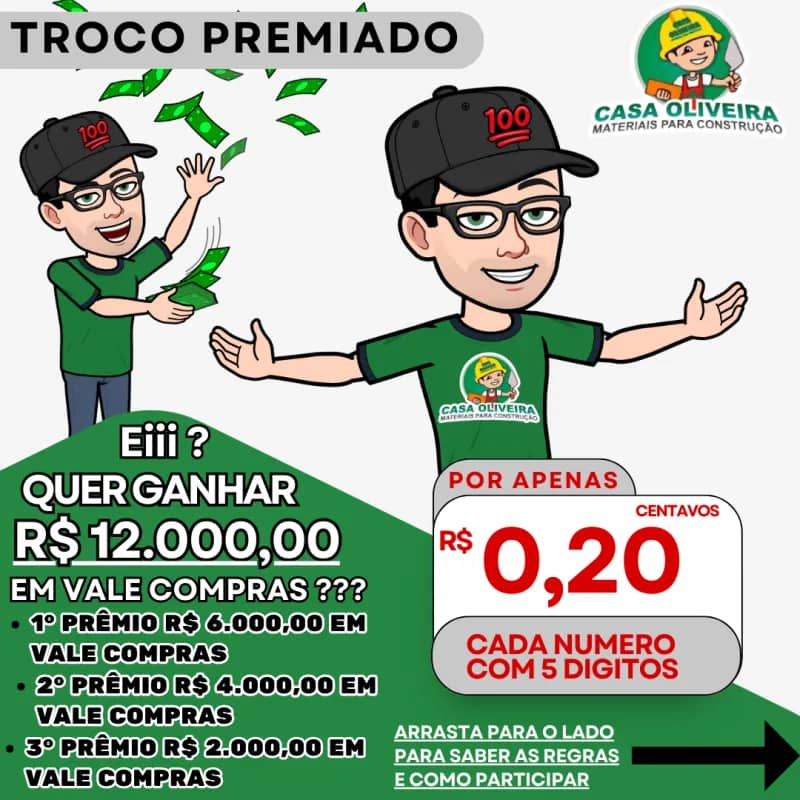 Imagem da campanha TROCO PREMIADO - CASA OLIVEIRA
