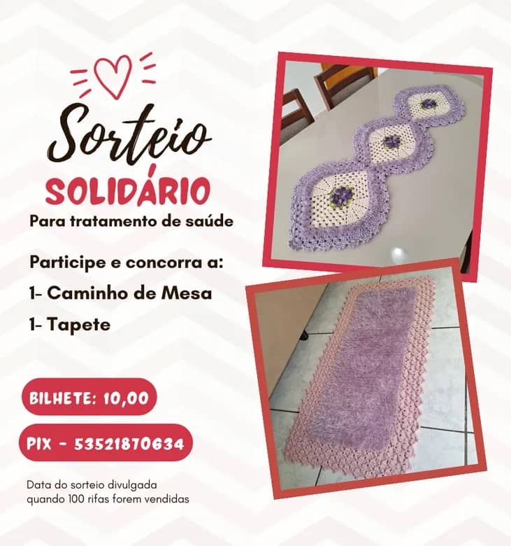 Imagem da campanha Sorteio solidário para tratamento de saúde
