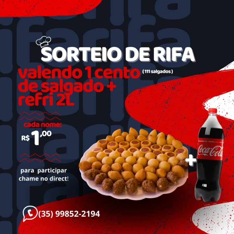 Imagem da campanha Cento de salgado + refri de 2L