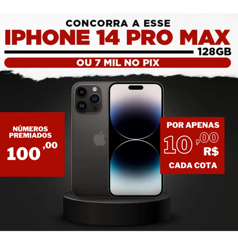 Imagem da campanha IPHONE 14 OU PIX DE 7 MIL REAIS