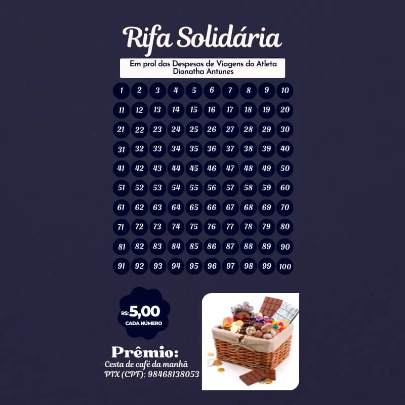 Imagem da campanha Em prol das Despesas de Viagens do Atleta Dionatha Antunes