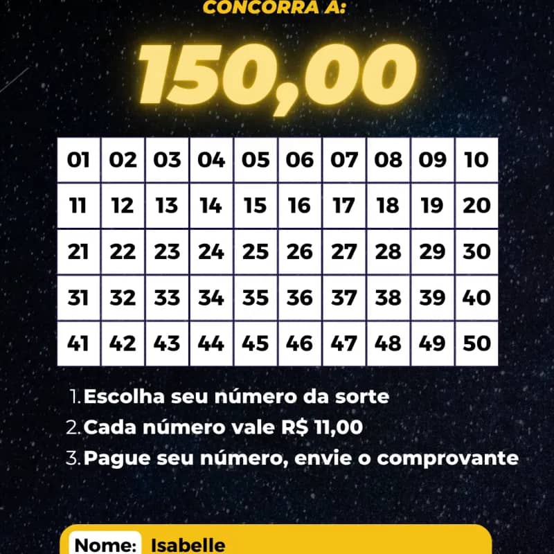 Imagem da campanha RIFA VALENDO R$150,00 NO PIX