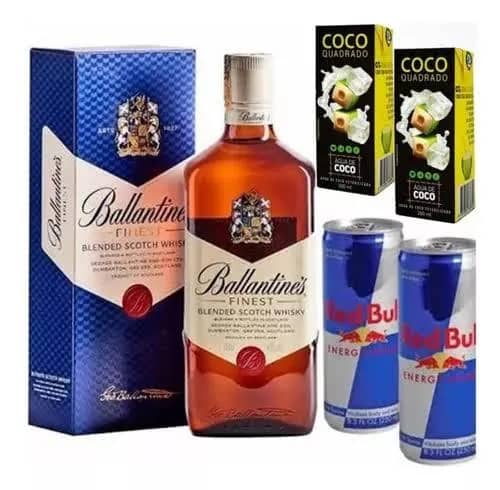 Imagem da campanha Garrafa de Ballantine’s 12 anos 5 red bull e 5 gelos de coco