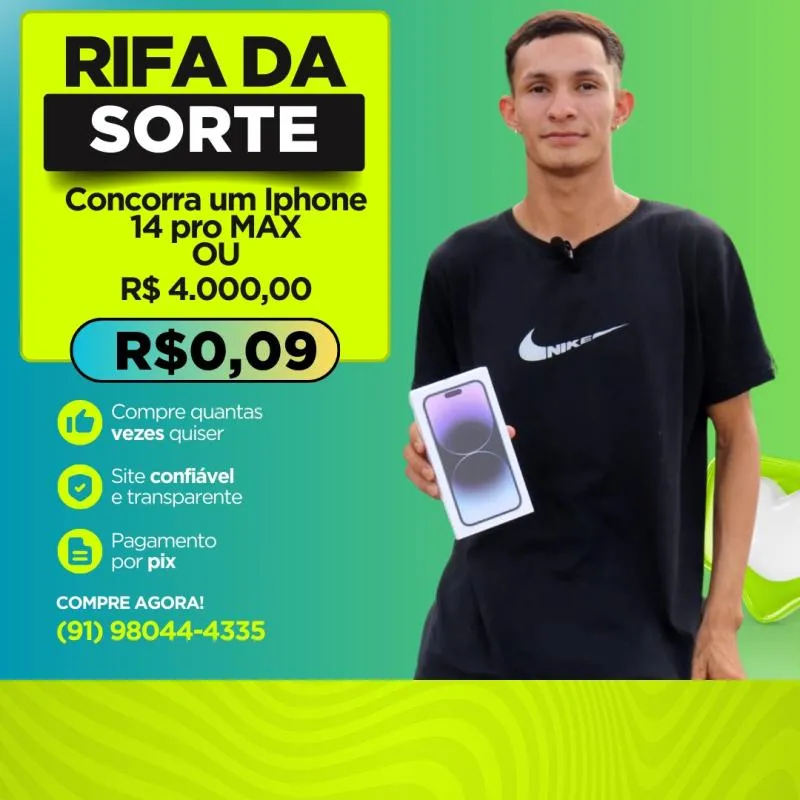 Imagem da campanha Iphone 14 Pro MAX ou 4.000,00 no PIX