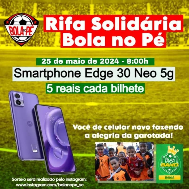Imagem da campanha Rifa Solidária Bola no Pé com Jesus no Coração