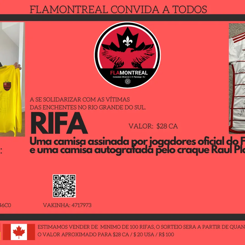 Imagem da campanha Raffle FlaMontreal: Help the city of Rolante-RS-Brazil