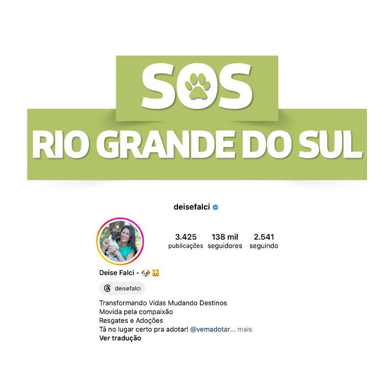 Imagem da campanha SOS RS / @deisefalci