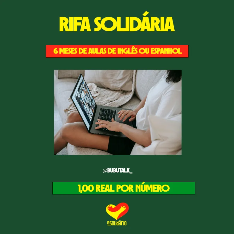 Imagem da campanha 6 meses de aula particular! Rifa RS Solidário - Bubu Talk