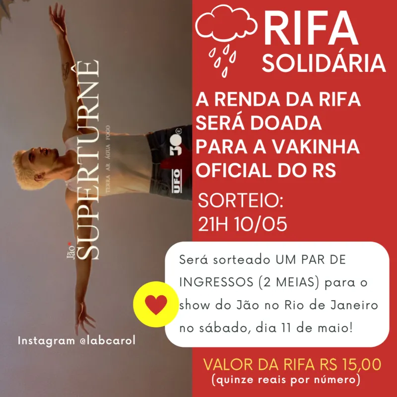 Imagem da campanha RIFA SOLIDÁRIA RS