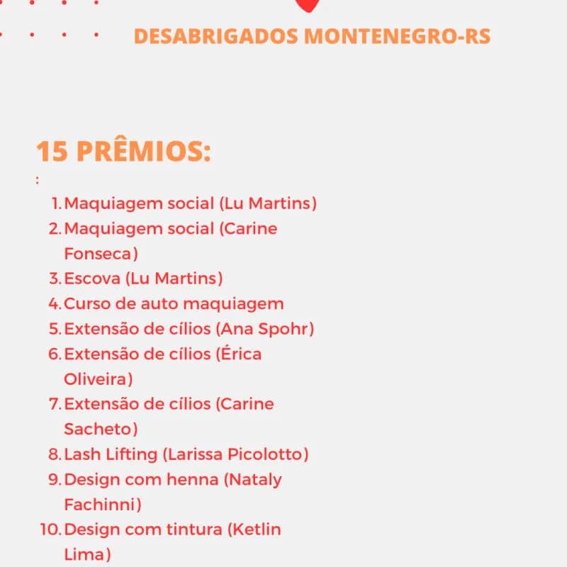 Imagem da campanha RIFA BENEFICENTE DESABRIGADOS MONTENEGRO