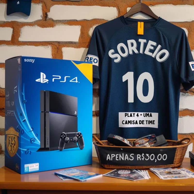 Imagem da campanha Rifa Playstation 4 + Camiseta de Time Personalizada