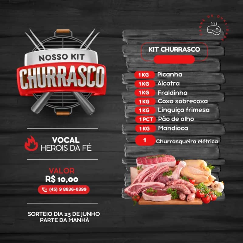 Imagem da campanha RIFA VOCAL HERÓIS DA FÉ