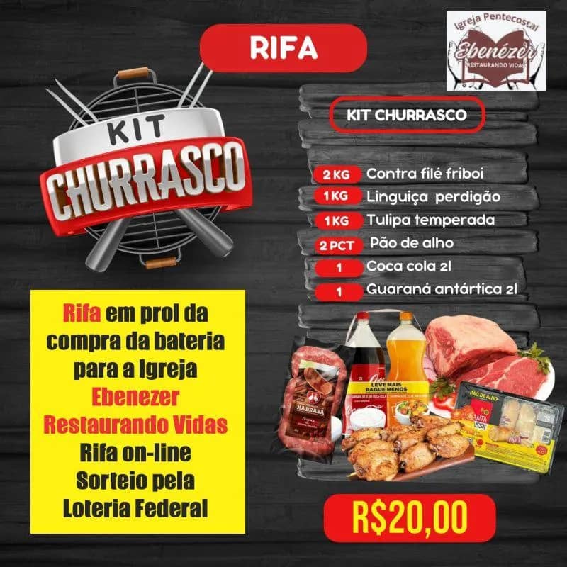 Imagem da campanha Rifa Igreja Ebenezer Restaurando Vidas (Bateria)