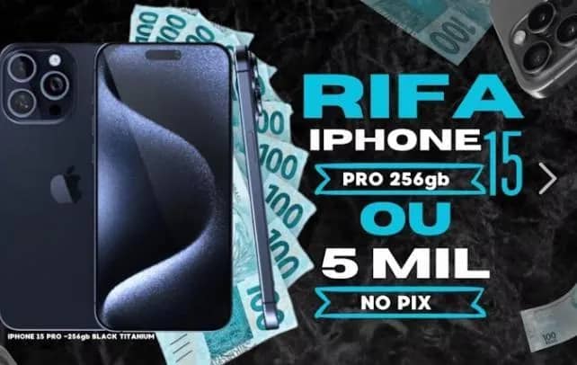 Imagem da campanha AÇAO IPHONE 15 PRO MAX OU 5 MIL NO PIX