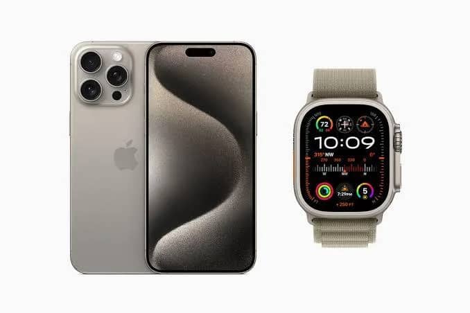 Imagem da campanha iPhone 15 pro max + Apple Watch