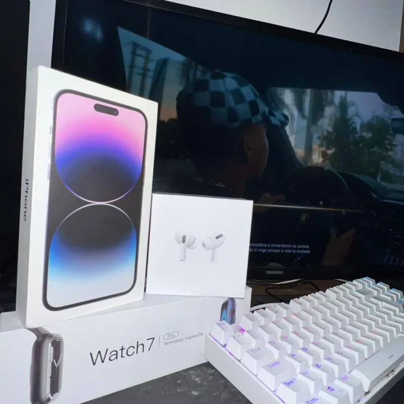 Imagem da campanha Grande Rifa Tech: Concorra a um iPhone 14 pro max 256g, AirPods pro e um Apple Watch 7!
