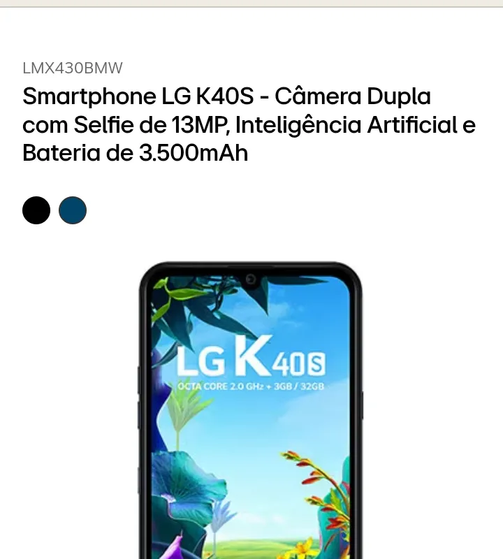 Imagem da campanha Celular LG k40s6