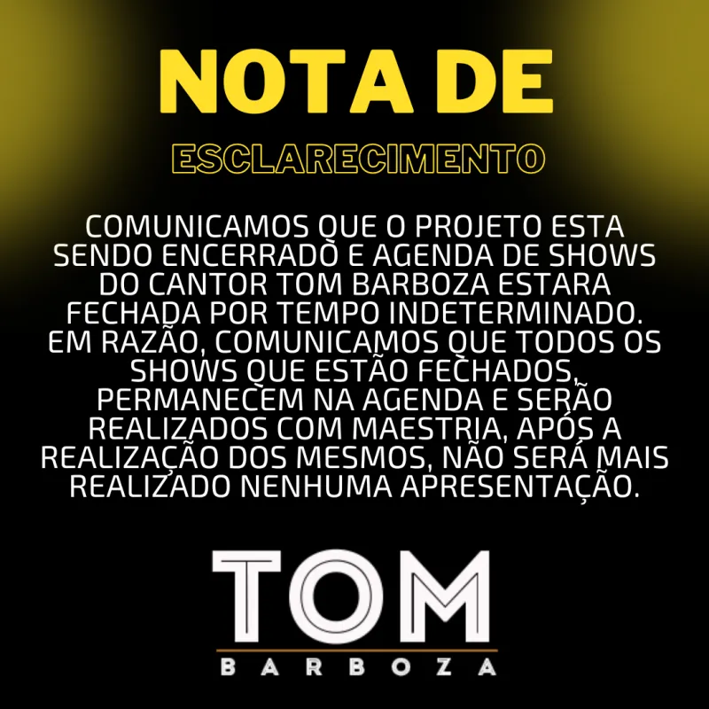 Imagem da campanha Show Voz e violão Tom Barboza
