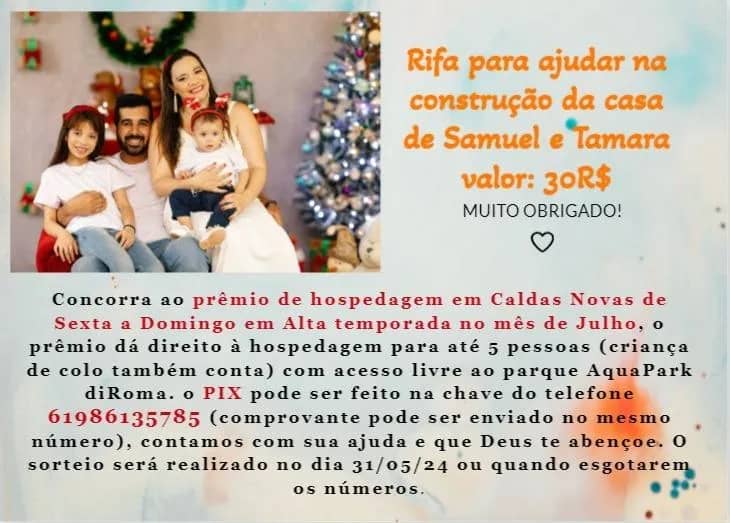 Imagem da campanha Ajuda na construção da casa de Samuel e Tamara